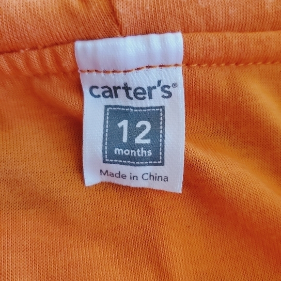 🟢 Carter's Tiger Hoodie Costume Orange/Black Size 12M - Picture 4 of 7